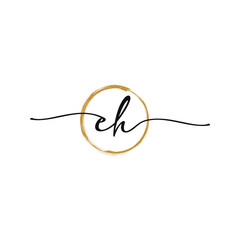 EH Initial Script Letter Beauty Logo Template