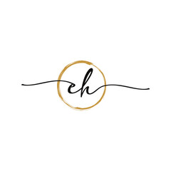 Obraz premium EH Initial Script Letter Beauty Logo Template