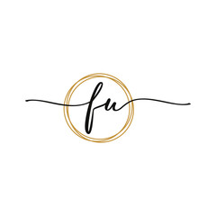 FU Initial Script Letter Beauty Logo Template