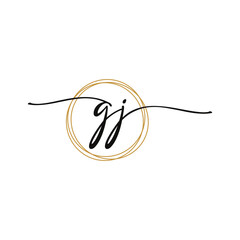 GJ Initial Script Letter Beauty Logo Template