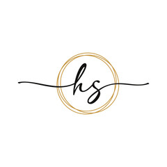 Fototapeta premium HS Initial Script Letter Beauty Logo Template