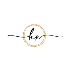 HX Initial Script Letter Beauty Logo Template