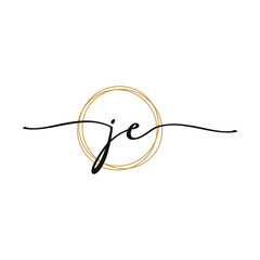 JE Initial Script Letter Beauty Logo Template
