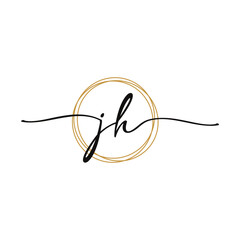 JH Initial Script Letter Beauty Logo Template