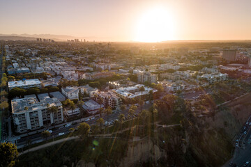 Sunrise time in Santa Monica, Los Angeles, California. Santa Monica Beach and Ocean. USA
