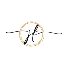 JK Initial Script Letter Beauty Logo Template