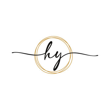 HY Initial Script Letter Beauty Logo Template