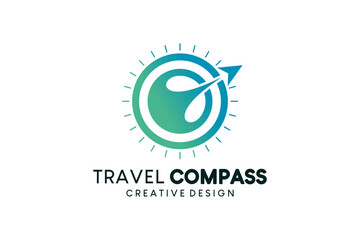 Travel compass logo design, modern travel destination © SlametWahono