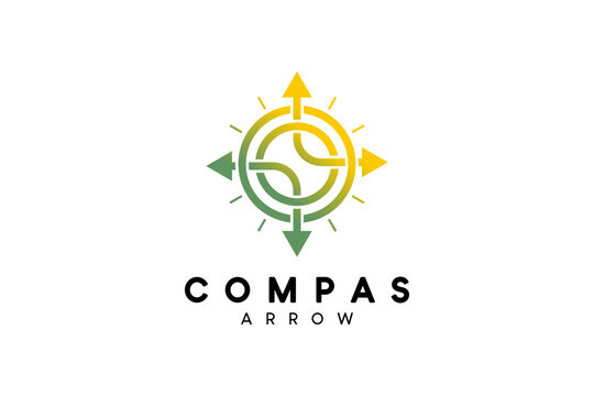 Compass logo design with modern line art concept