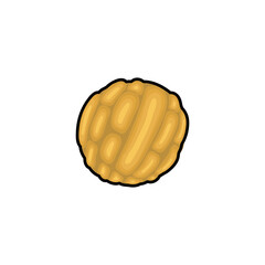 Korean walnut cookies doodle icon, vector color line illustration
