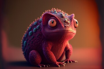 Obraz premium Chameleon. Cute adorable animal inspired by some cartoon movies