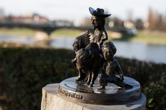 Uzhgorod, Ukraine- January 2, 2023: Buffalo Bill Wild West mini sculptures.
