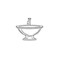 Classic washbasin on a white background. Washbasin vector illustration