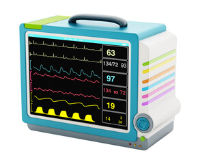 Medical monitor showing vital health information on transparent background