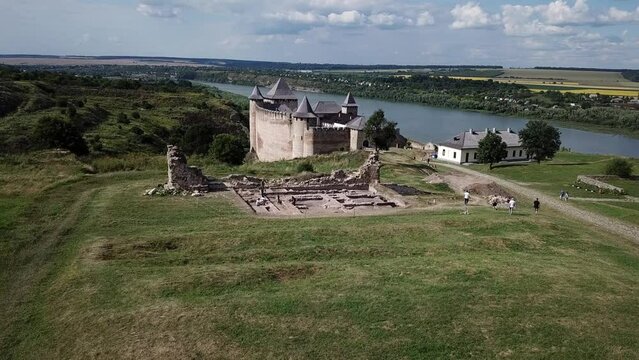 The old fortress architecture. Wonderful view of fortress museum. picturesque and gorgeous scene. Location famous place Khotyn, western Ukraine, Europe. beauty world. Explore the worlds beauty. aerial