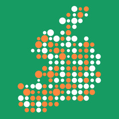 Ireland Silhouette Pixelated pattern map illustration