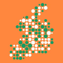 Ireland Silhouette Pixelated pattern map illustration