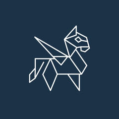 Pegasus line logo symbol design illustration. Clean logo mark design. Illustration for personal or commercial business branding.