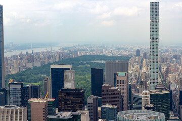 Central park is seen from above on a cloudy day