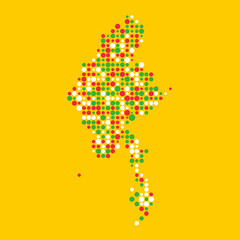 Myanmar Silhouette Pixelated pattern map illustration