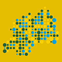 Rwanda Silhouette Pixelated pattern map illustration