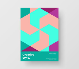 Trendy banner A4 vector design concept. Clean geometric hexagons booklet layout.