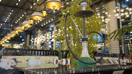 blue hookah in the restaurant