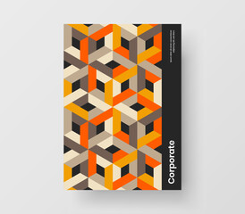 Premium annual report A4 vector design template. Modern mosaic hexagons handbill concept.