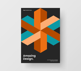 Multicolored mosaic hexagons company brochure illustration. Isolated catalog cover A4 vector design layout.