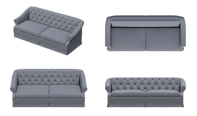 sofa isolated on white background, interior furniture, 3D illustration, cg render