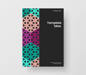 Bright geometric shapes corporate identity layout. Unique catalog cover A4 vector design concept.
