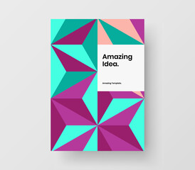 Colorful pamphlet A4 vector design layout. Multicolored mosaic shapes presentation concept.