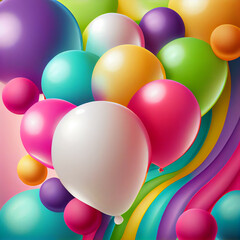 Fototapeta na wymiar Vivid Happy Birthday Colorful Background with Balloons. Generative AI