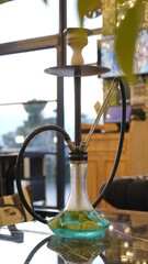 blue hookah in the restaurant