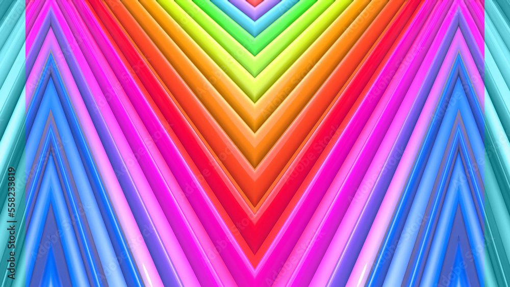Poster 3d render rainbow colors background with beatiful stripes as creative backdrops with extruded simple