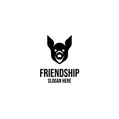 Minimalist head dog logo design vector illustration