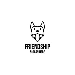 Minimalist head dog logo design vector illustration
