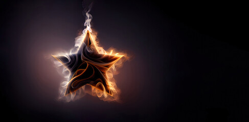 shining star sign as symbol of success and excellence burnt and being evaporated into smoke