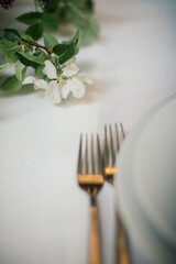 Table setting for holidays in daylight