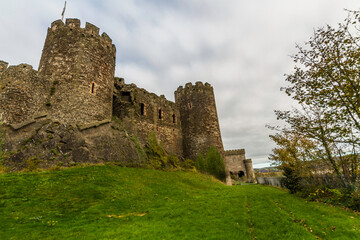Conwy, welsh town ,and castle from the south.