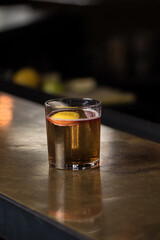 glass of whiskey on the table