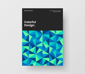 Colorful magazine cover A4 vector design illustration. Original geometric hexagons pamphlet concept.