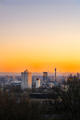 Fototapeta premium View of London from Parliament Hill at sunset on a winter evening