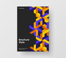 Bright annual report A4 design vector layout. Modern geometric tiles presentation illustration.