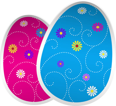 Two Easter Eggs, Cut Out Of Paper