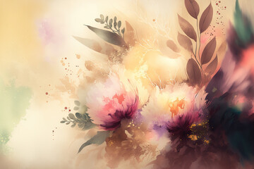 Floral soft color background, watercolor backdrop, card texture illustration, generative ai
