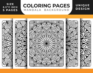 Mandala Floral line art vector pattern coloring page for adults, mandala coloring page for adults relaxation