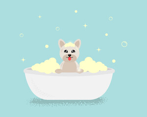 Banner group of cute dog with bubble in flat vector style. pet care illustration for content, label, banner, graphic and greeting card. Vector illustration