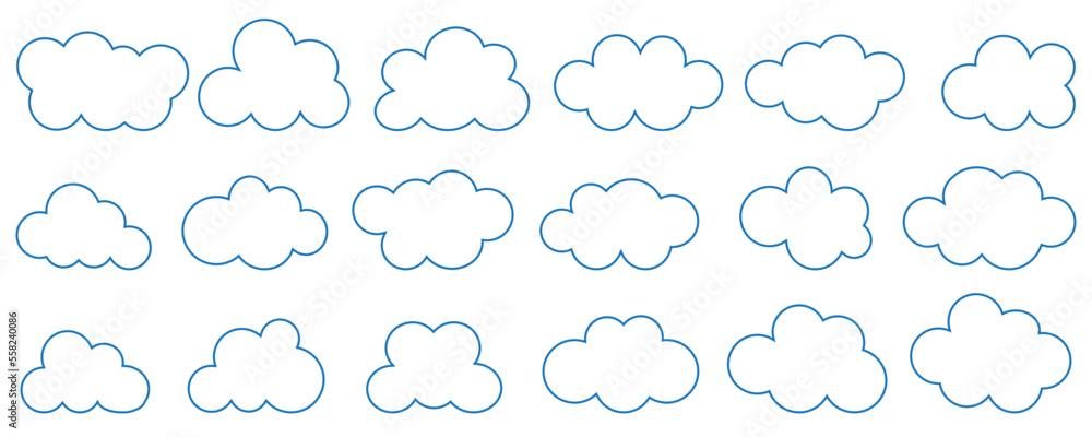 Poster clouds line art icon. storage solution element, databases, networking, software image, cloud and met