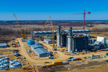Aerial View of Natural Gas Fired Power Generation Station Under Construction